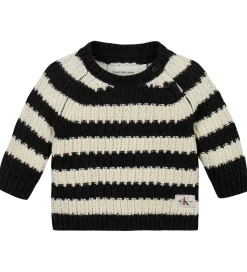 Calvin Klein Bluse - Strik - Stripe - Black/Whitecap