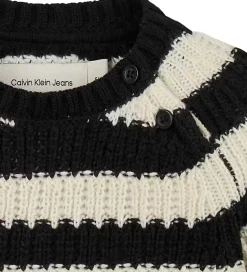 Calvin Klein Bluse - Strik - Stripe - Black/Whitecap