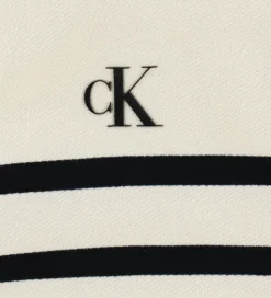 Calvin Klein Hættetrøje - Logo Boxy Fit Stripes - White Cap Gray