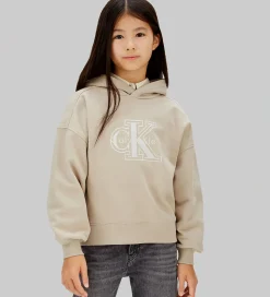 Calvin Klein Hættetrøje - Velvet Monologo - Ancient Marble Grey