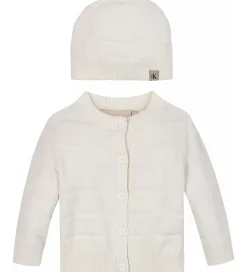 Calvin Klein Sæt - Cardigan/Bukser/Hat - Rib Strik - Ivory