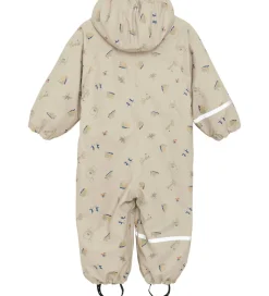 CeLaVi Regndragt m. Fleece - PU - White Pepper m. Print