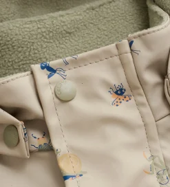 CeLaVi Regndragt m. Fleece - PU - White Pepper m. Print