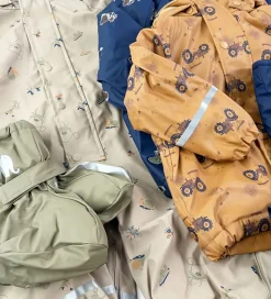 CeLaVi Regndragt m. Fleece - PU - White Pepper m. Print