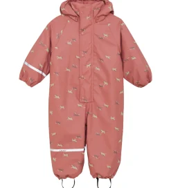 CeLaVi Regndragt m. Fleece - PU - Brick Dust m. Print