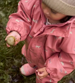 CeLaVi Regndragt m. Fleece - PU - Brick Dust m. Print