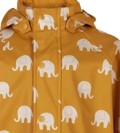 CeLaVi Regntøj - PU - Mineral Yellow m. Elefanter