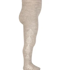 Condor Strømpebukser m. Hulmønster - Uld/Akryl - Beige