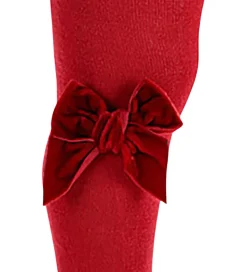 Condor Strømpebukser m. Veloursløjfe - Red Velvet