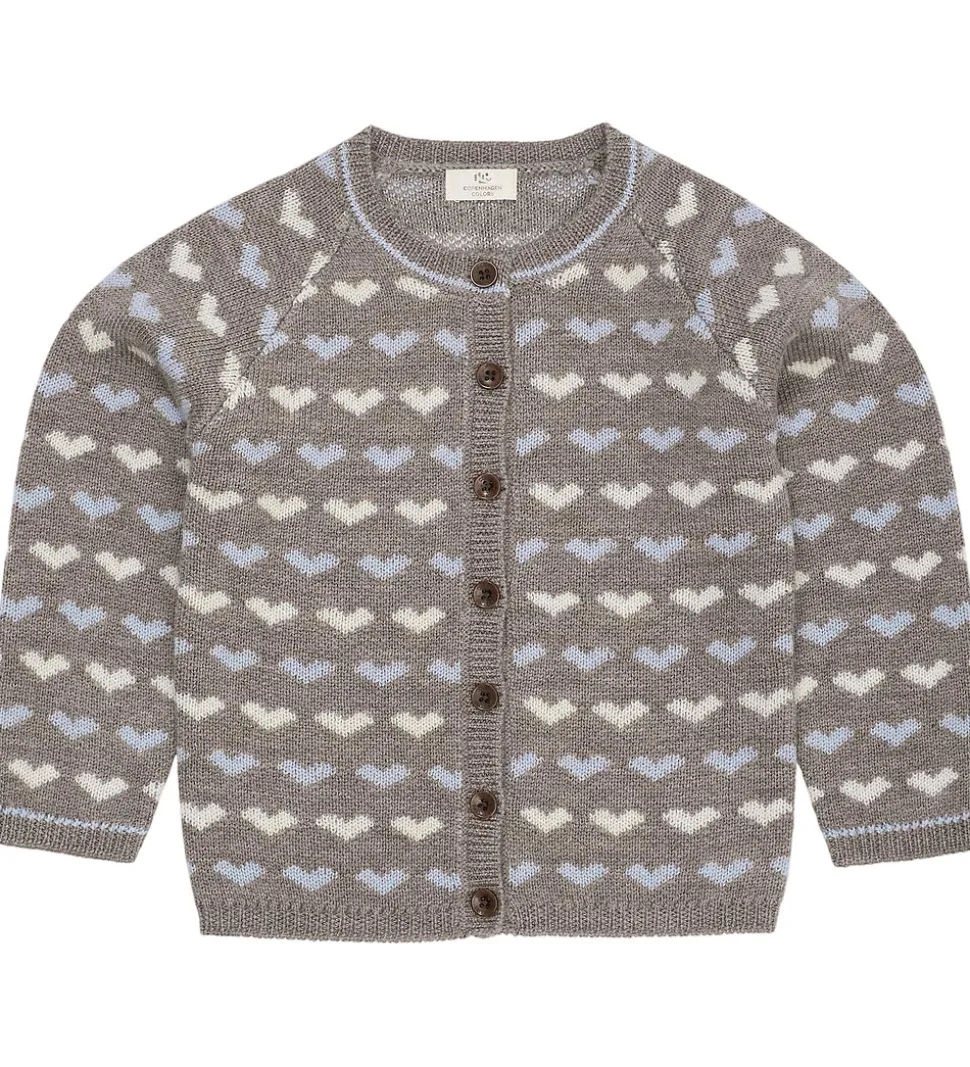Copenhagen Colors Cardigan - Strik - Naturalmel/Dusty Blue Comb