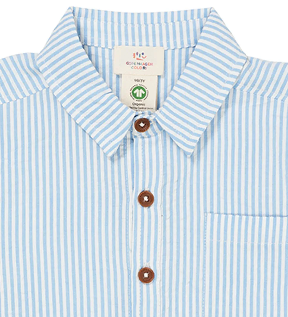 Copenhagen Colors Skjorte - Sky Blue W. Cream Stripe