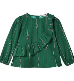 Fliink Bluse - Bowie - Hunter Green Bow AOP