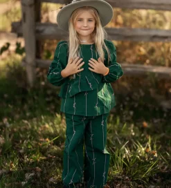 Fliink Bluse - Bowie - Hunter Green Bow AOP