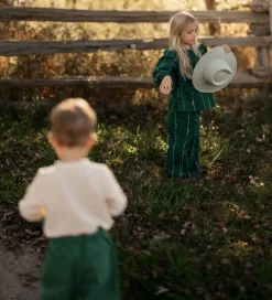 Fliink Bluse - Bowie - Hunter Green Bow AOP