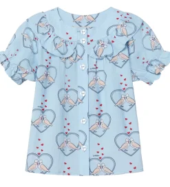 Fliink Skjorte - Colombe - Dream Blue/Hjerter