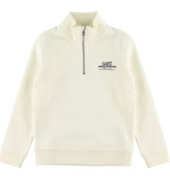 GANT Sweatshirt - Graphic - Half Zip - Cream