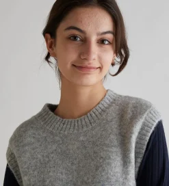 Grunt Vest - Charlotte Knit Vest - Grey Melange