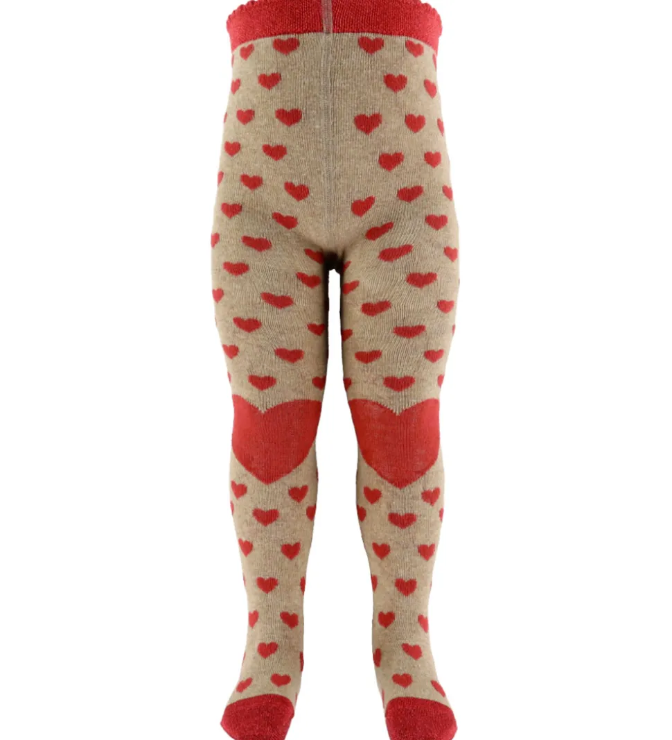 Hust and Claire Strømpebukser - HCFrankie - Biscuit m. Hjerter
