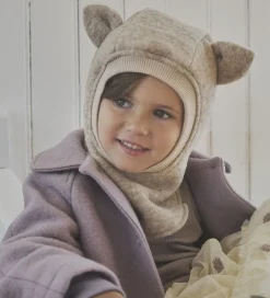 Huttelihut Elefanthue - Uld - 2-lags - Sand Melange m. Ører