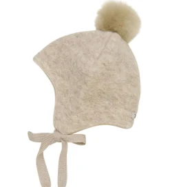 Huttelihut Hue - Uld - Sand Melange m. Kvast