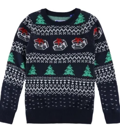 Jack & Jones Bluse - Strik - JjXmas Andrew - Sky Captain/Holly G