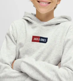 Jack & Jones Hættetrøje - JjPan - White Melange m. Logo