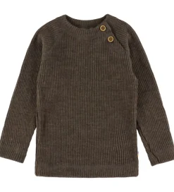 Joha Bluse - Strik - Uld - Brun Meleret