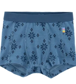 Joha Boxershorts - Uld/Bomuld - Blå m. Snefnug