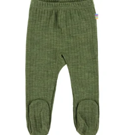 Joha Leggings m. Fødder - Uld - Rib - Mørk Oliven