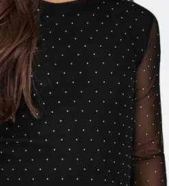 Kids Only Bluse - KogJada - Mesh - Black/Silver Rhinestones