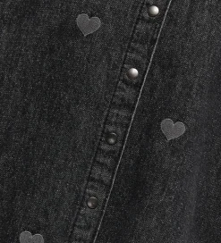 Kids Only Skjorte - KogGrace - Washed Black/ Heart Embroide