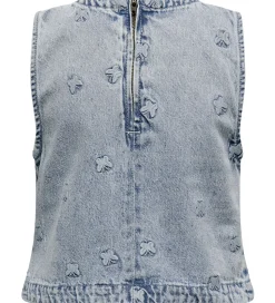 Kids Only Top - KogFreja - Lyseblå Denim/Sommerfugl