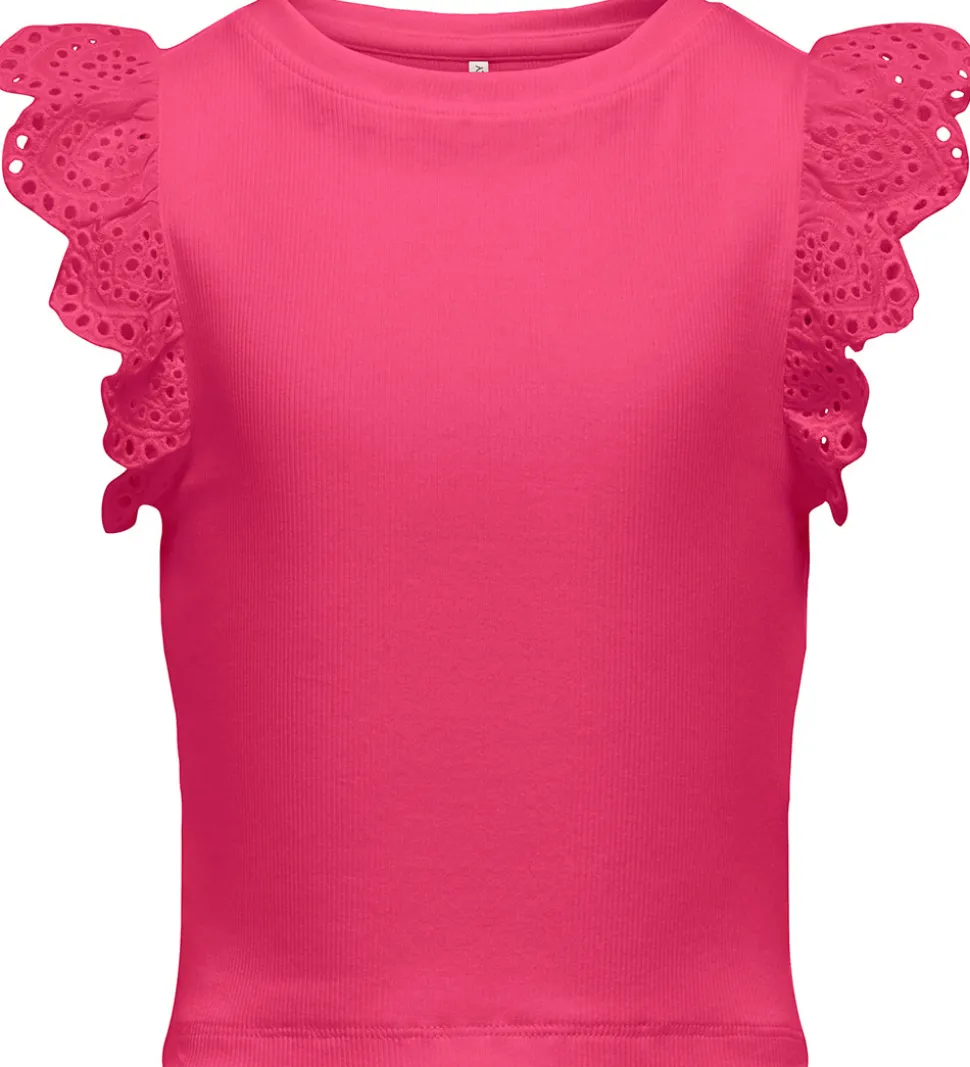 Kids Only Top - Rib - KogDrea - Fuchsia Purple m. Broderi Anglai