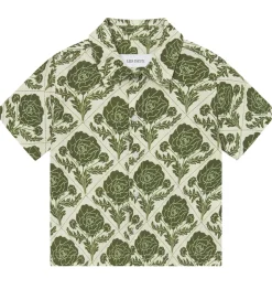 Les Deux Skjorte - Lesley Flower Tile - Vintage Green/Ivory