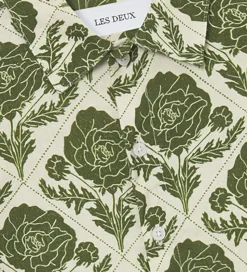 Les Deux Skjorte - Lesley Flower Tile - Vintage Green/Ivory