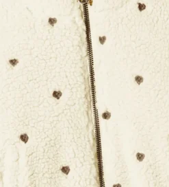 Lil' Atelier Fleecejakke - NmfNalo - Turtledove/Sort m. Hjerter