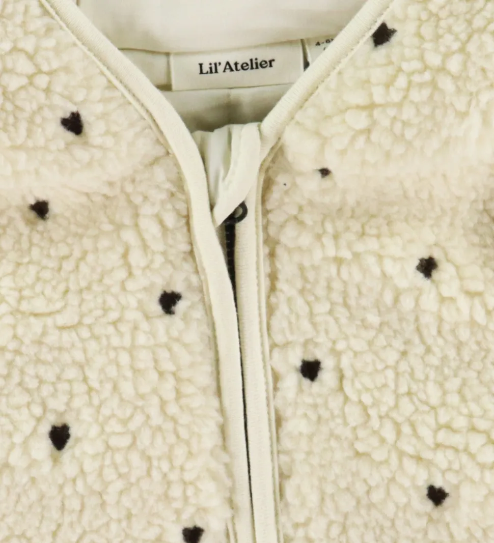 Lil' Atelier Fleecejakke - Loose - NbnNalo - Turtledove/Hearts E