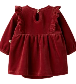 Lil' Atelier Kjolebody l/æ - Velour - NbfSaga - Red Dahlia