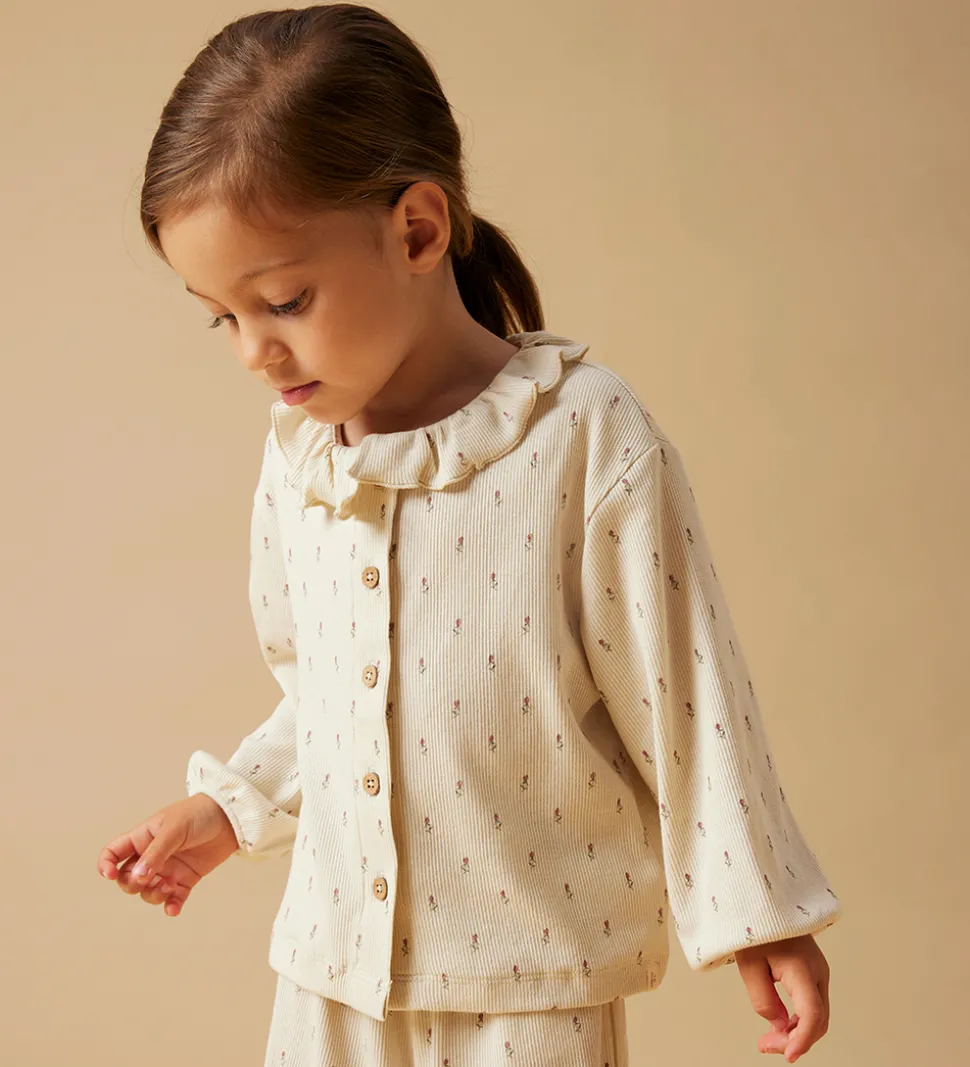 Lil' Atelier Nattøj - 2-delt - Rib - NmfGago - Turtledove/Floral