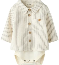 Lil Atelier Skjortebody l/æ - NbmFelixo - Turtledove/Sepia Tint