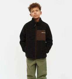 Mads Nørgaard Fleecejakke - Teddy - Jeffo - Jet Black m. Brun