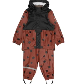 Mikk-Line Regntøj m. Seler - PU - Henna m. Mariehøne