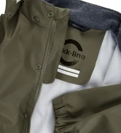 Mikk-Line Regntøj m. Seler - PU - Recycled - Dusty Olive