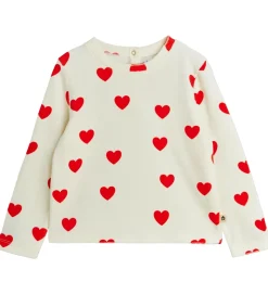 Mini Rodini Bluse - Velour - Hearts - Hvid