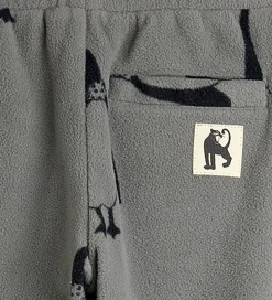 Mini Rodini Fleecebukser - Penguin - Grå