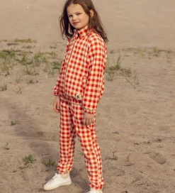 Mini Rodini Fleecejakke - Gingham - Rød/Hvidternet