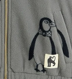 Mini Rodini Fleecejakke - Penguin - Grå