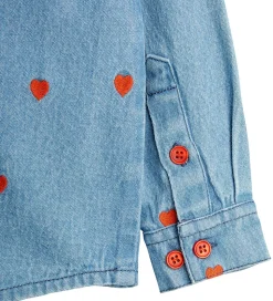 Mini Rodini Skjorte - Denim - Blå m. Hjerter
