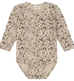 Minymo Body l/æ - Sweat - Smoke Gray m. Blomster