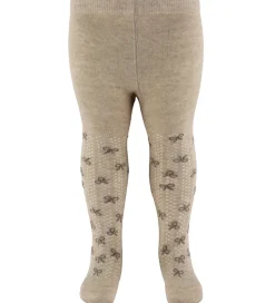 Minymo Strømpebukser - 2-pak - Shell/beige m. Sløjfer